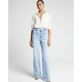 River Island River Island Blue High Rise Front Pocket Wide Leg Jeans