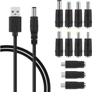 NÖRDIC 1m Strømkabel USB til DC med 11 stik USB DC Strøm