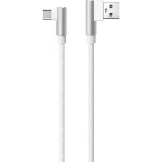 NÖRDIC albue USB C til vinklet USB A-kabel til opladning og synkronisering hvid 1m
