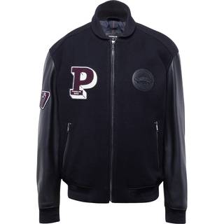 BOSS Black Herren Lederjacke schwarz uni mit Motiv