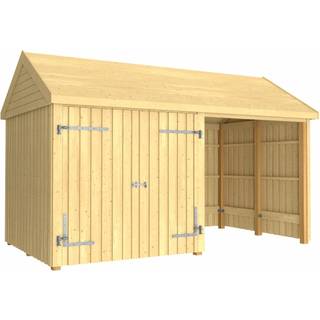 PLUS Classic Multi havehus i 2 moduler med dobbeltdør og åben front, natur/nåletræ - 10 m²