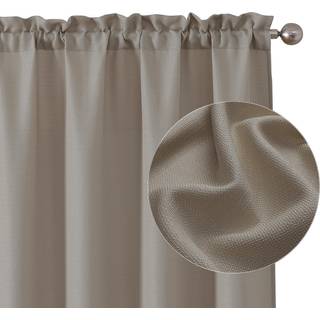 Chyhomenyc Stone Beige Curtains 54 tommer længde 2 Paneler Faux Linnedstruktureret semi -ren lys Filtrering Soft Airy Rod Pocket Window Treatment