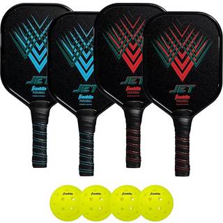 Franklin Sports - Aluminium Pickleball Paddle 4 Player Paddle and Ball Set- USA Pickleball (USAPA) godkendt r?d/bl?