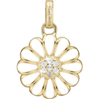 25 Mm Marguerit Vedhæng - Forgyldt Sterling Sølv m. 7 Hvide Topas - Christina