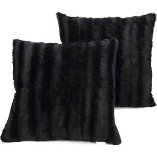 Cheer Collection faux pels kast puder - dekorative puder til sofa seng kaste puder sorte accent puder til sovev?relse eller stue ?stetisk s?t med