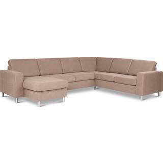 Panama Creme stof - Hjørnesofa VENDBAR med chaiselong