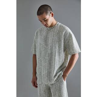 Mens Light Khaki Oversized Boucle T-shirt