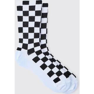 Mens Jacquard Checkerboard Socks In Black