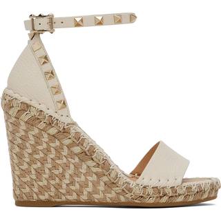 Valentino Garavani Rockstud 105 leather espadrille wedges - white - EU 38
