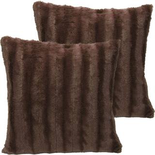Cheer Collection faux pels kast puder - dekorative puder til sofa seng kaste puder chokolade accent puder til sovev?relse eller stue ?stetisk s?t