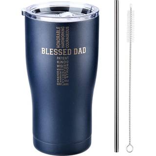 Far Tumbler - velsignet far - far gaver fra datter Son kone - 20 oz rustfrit stål kaffe rejse krus til mænd - kristne gaver til mænd - bedste far