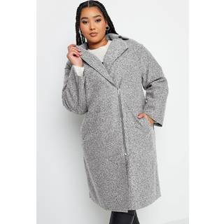 Yours Curve Yours Curve Grey Boucle Biker Coat