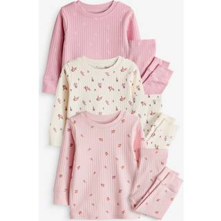 Next Pink/ White Ditsy Rib Snuggle Pyjamas 3 Pack (9mths-12yrs)