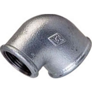 Vinkel 90 grader reduktion 3/4” x 1/2” galvaniseret