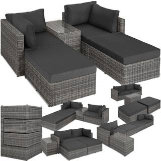 Polyrattan loungesæt med aluminiumstel San Domino - lysegrå/mørkegrå