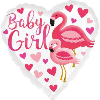 Baby Girl Flamingo Folienballon Pink