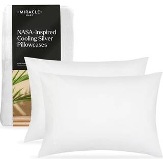 Miracle Made Pillowcases - 2 Pack White King/California King - Clean & Fresh Fabric Silver -Infused 300 Threat Count Ultra -Breathable Cooling Pi