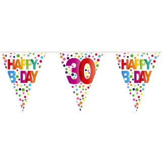 Farbenfrohe Happy B-Day 30 Wimpelgirlande 10m