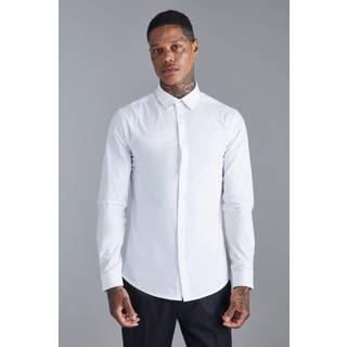 Mens White Long Sleeve Slim Fit Shirt