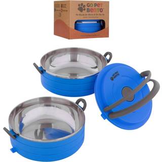 Sundt menneskeligt rejsets k?ledyr Bento Bowls-Human-kvalitet Rustfrit st?l & BPA-fri l?kage-bevis vand- og madbeholder s?t til hunde og katte 2-