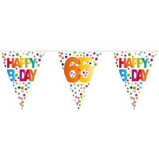 Farbenfrohe Happy B-Day 65 Wimpelgirlande 10m