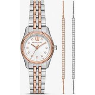 MK Lexington Pavé Two-Tone Watch and Slider Bracelet Gift Set - Rose Gold - Michael Kors - ONE SIZE