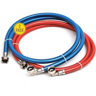 Vaskemaskinslanger (4ft) - Burst Proof - 3 -lags PVC -belagt rustfrit st?l - universel pasform til alle vaskemaskiner (2 pakke) - 90? Forbindelse