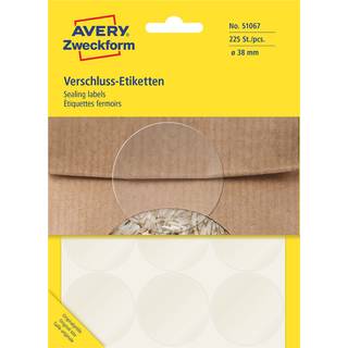 Avery 51067 Forseglingsetiketter transparent Ø38mm 225 etiketter