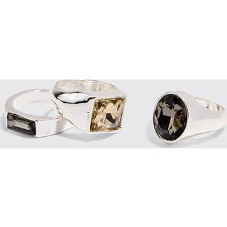 Mens 3 Pack Gem Stone Signet Rings In Silver