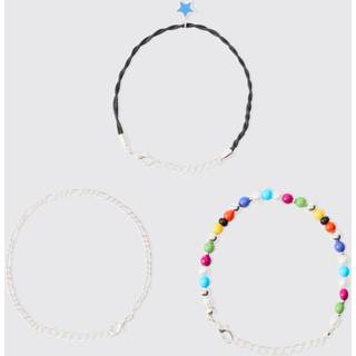 Mens Multi 3 Pack Star Pendant Bracelets
