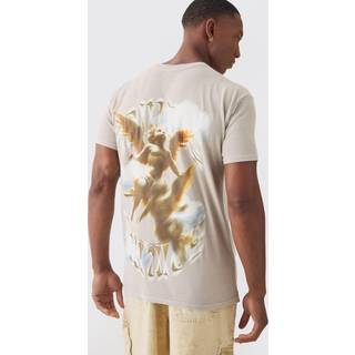 Mens Stone Regular Fit Renaissance Print Wash T-shirt