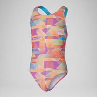Girls' Digital Allover Leaderback Swimsuit Pink/Blue