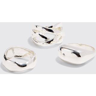 Mens 3 Pack Chunky Rings In Silver