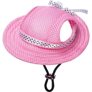 Marupet Round Brim Princess Hat Visor Hat Pet Dog Mesh Porous Sun Hat med ?rehuller til lille ekstra lille hund Teddy Pug Chihuahua Shih Tzu York