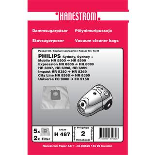 Philips Sydney / Expression / Universe, etc Støvsugerposer, 5stk + 2 filtre