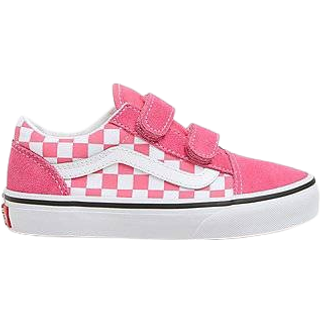 Vans - Kids Old Skool Hook and Loop Checkerboard Shoes (4-8 Years), Pink, Size: 32 - Pink - 32