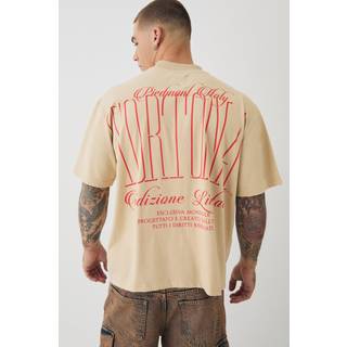 Mens Stone Oversized Heavyweight Extended Neck Half Sleeve T-shirt