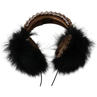 Dolce & Gabbana Gold Black Crystal Embellished Headphones