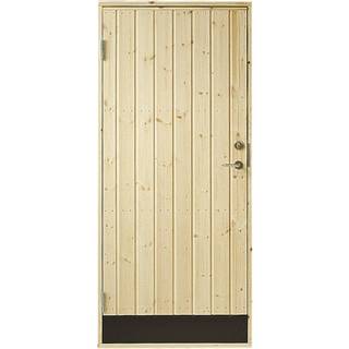 PLUS udhusdør, panel, inkl. karm, venstre ud, natur/nåletræ - 78,6 x 187,8 cm