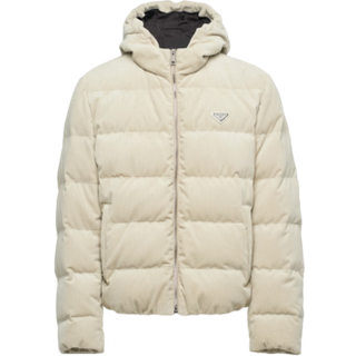 Prada Cropped cotton corduroy down jacket - black - EU 48