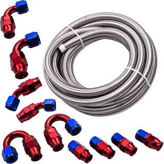 AN10 AN-10 flettet PTFE E85-etanol brændstofslange til olie og gas 10 stk. endestykker