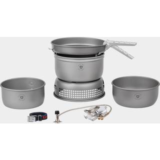 Gasblus Trangia 25 Large, 2100 W + 2 gryder, 1 stegepande &amp; vindskærm i HA / hårdanodiseret aluminium + gribetang + rem, + Power Gas (230 gram)