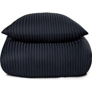 Dobbelt sengetøj i 100% Bomuldssatin - 200x220 cm - Mørkeblåt ensfarvet sengesæt - Borg Living sengelinned