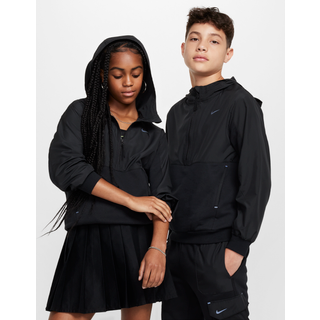 Nike City Utility EasyOn-fleecehættetrøje med 1/2 lynlås til større børn - sort - S