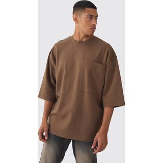 Mens Dark Tan Extreme Oversized Heavyweight Interlock T-shirt