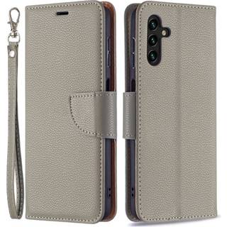 SKALO Samsung A13 5G Premium Litchi Flip Cover - Grå
