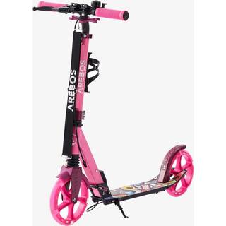 Arebos® løbehjul med LED-dæk, hånd- og pedalbremse, klokke, støttefod, bærestrop