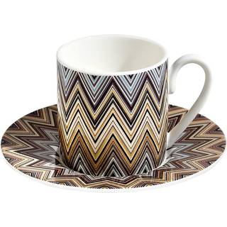 Missoni Tea And Coffee - 'Zig Zag Jarris' coffee cup and saucer, set of two, beige in Multicolour Porcelain Fine Bone China
