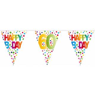 Farbenfrohe Happy B-Day 60 Wimpelgirlande 10m