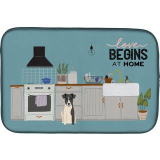 """" Caroline's Treasures CK7802DDM Smooth Fox Terrier Kitchen Scene Dish-Drying-Mats 14 X 21 Multicolor """"